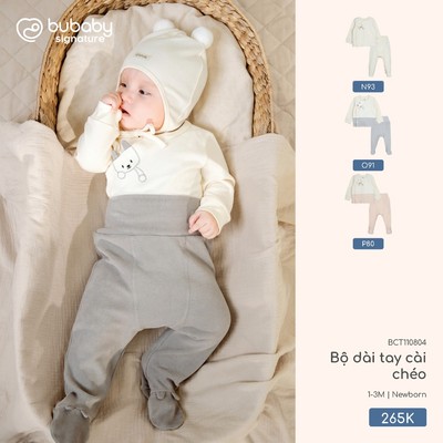 Bộ dài tay cài chéo Bubaby cho bé sơ sinh