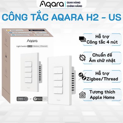 Công tắc Aqara H2 chữ nhật bản Quốc tế -  Hỗ trợ Zigbee, BLE, Điều khiển từ xa, Hẹn giờ bật tắt, Tương thích HomeKit