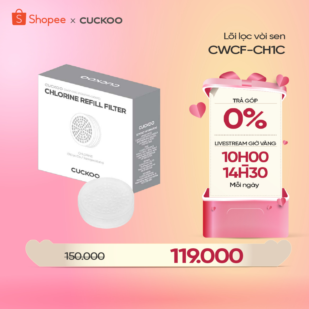 Phụ kiện vòi sen Cuckoo CWCF-CH1C: Lõi lọc Clo - Hàng chính hãng