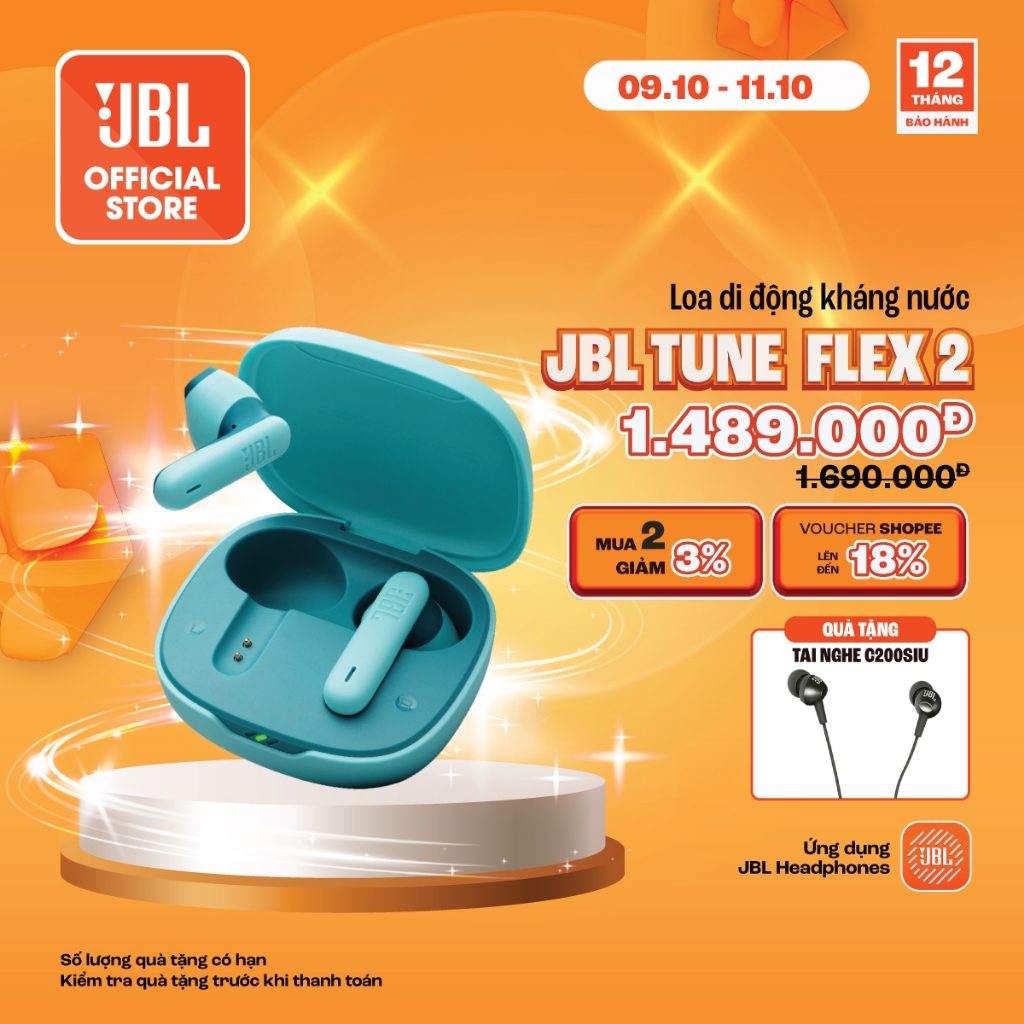 Tai nghe nhét tai JBL WAVE FLEX 2 - True Wireless Earbuds - Hàng Chính Hãng