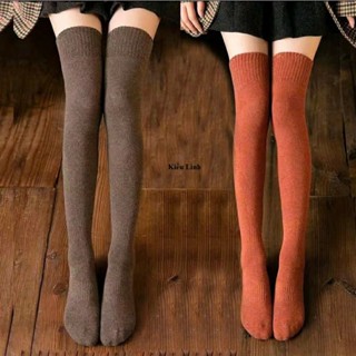  Tất Dài Nữ Qua Gối Thời Trang Len Dày Ấm Áp Co Giãn Tốt Dễ Phối Đồ Mùa Đông Phong Cách Hàn Quốc 