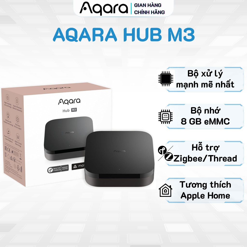 Aqara Hub M3 - Điều khiển trung tâm cấu hình mạnh, Bộ nhớ eMMC 8GB, Cấp nguồn POE, Tương thích Matte