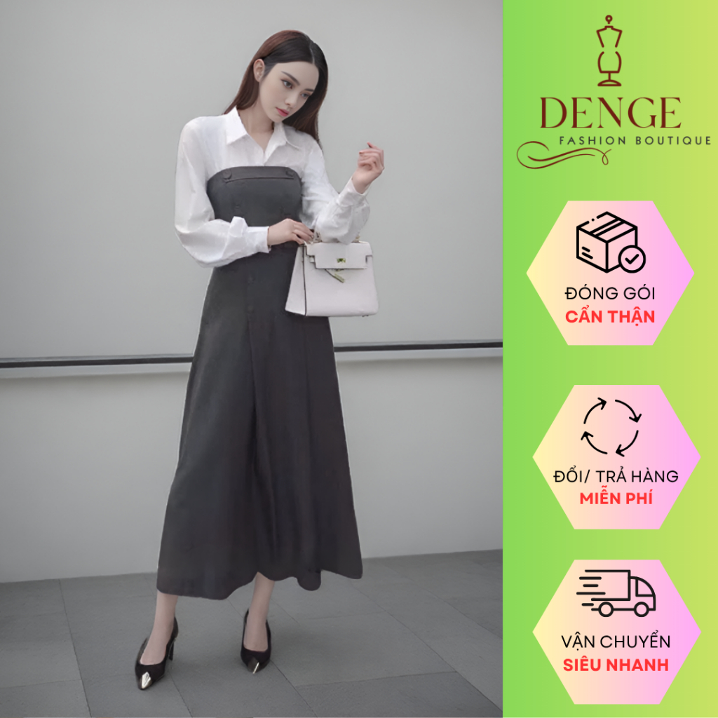 ĐẦM CÔNG SỞ NỮ SƠ MI PHỐI CÚP NGỰC THANH NHÃ CAO CẤP -  [VT24201H]