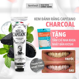 Kem đánh răng  Than Hoạt Tính Capitano Charcoal hấp thụ chất gây ố vàng, làm trắng răng sine 1905 [Màu xám]