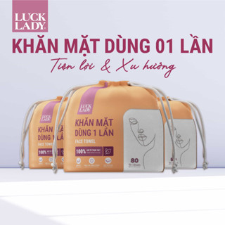   LUCK LADY  COMBO 3 Khăn mặt dùng một lần Luck Lady 80 tờ túi rút tròn Tặng 2 cuộn cùng loại 