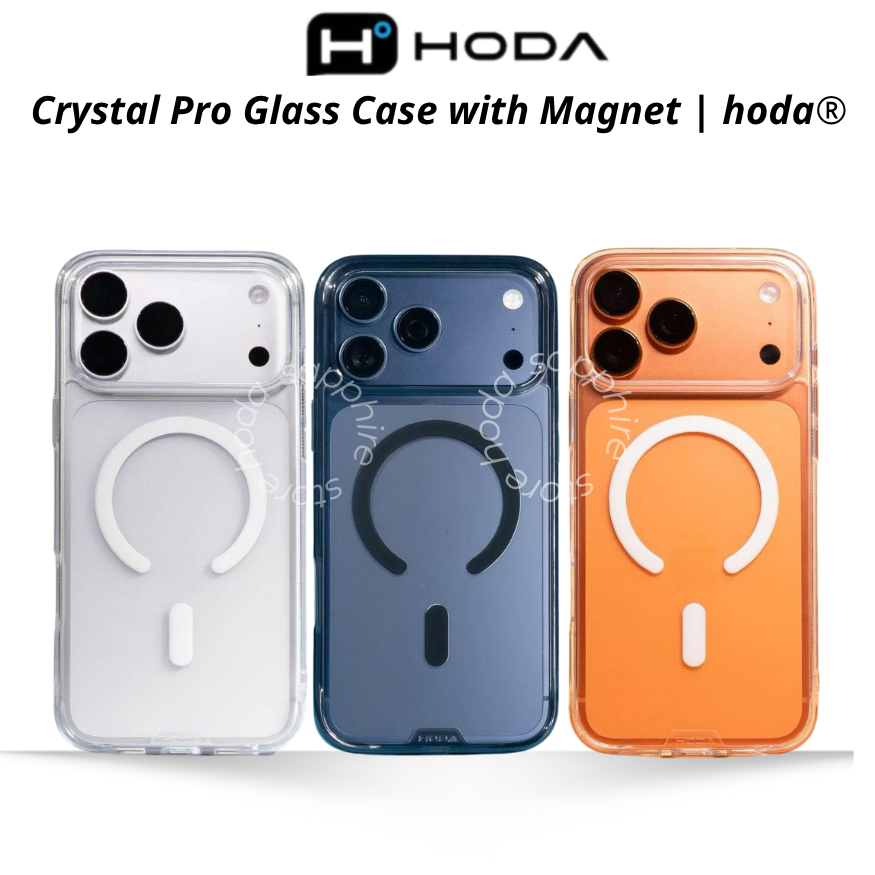 Ốp Lưng Trong Suốt Hoda Crystal Pro Chống Sốc Tiêu Chuẩn Quân Đội Sạc Không Dây Magnetic Iphone 17 P