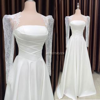  Váy cưới Maxi dài tay phối ren đi bàn xu hướng cổ điển 2025 nhẹ nhàng đơn giản sang trọng mã 106 