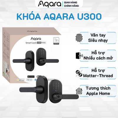 Khoá vân tay Aqara U300 - Nhỏ gọn, Nhiều cách mở, Cảm biến nhanh nhạy, Hỗ trợ HomeKit và HomeKey, BH 12 Tháng