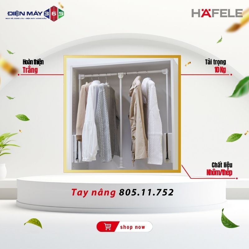 Tay nâng móc áo hafele trắng 805.11.752/ 805.11.753/ 805.11.754 - Tiện Lợi, Đơn Giản