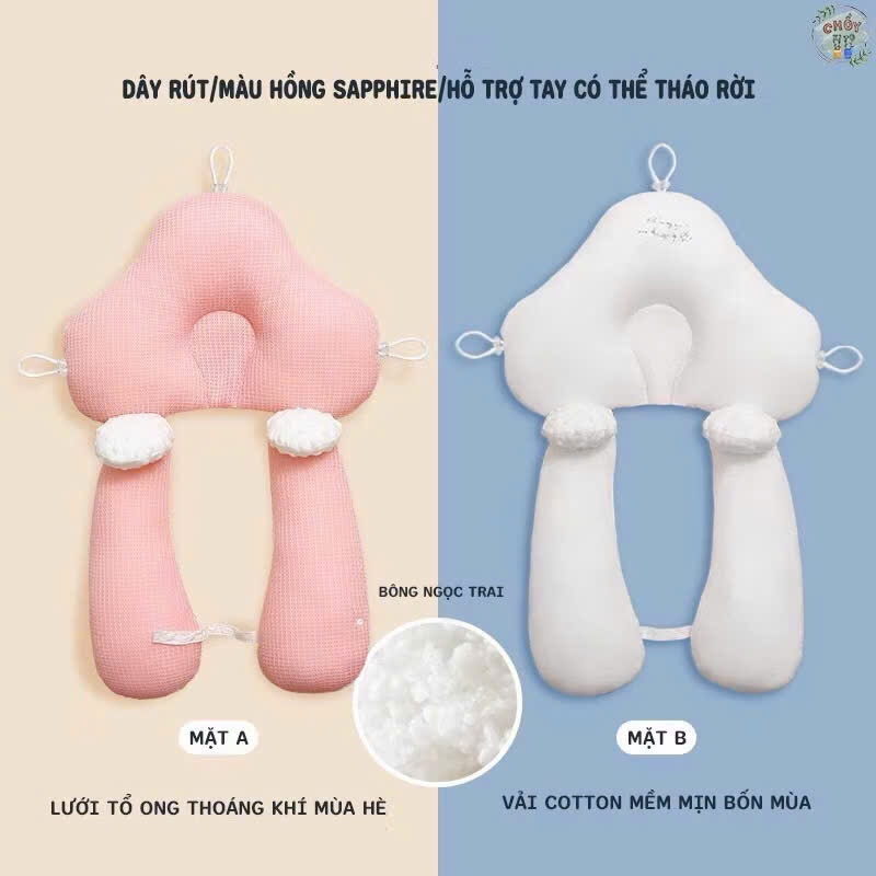 Gối chữ u định hình cho bé sử dụng được 2mặt,chống giật mình giúp bé ngủ ngon ổn định đầu-BIOBEÉ