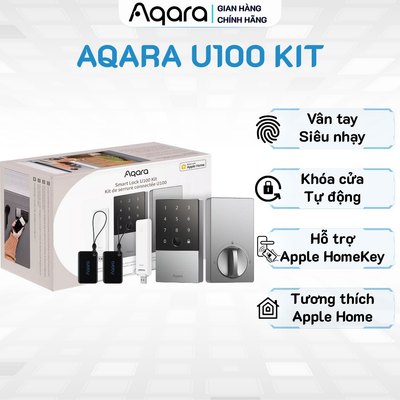 Khóa vân tay Aqara U100 Kit kèm Hub E1 - Cảm biến siêu nhạy, Hỗ trợ HomeKey, Chốt cửa tự động, Lắp đặt dễ dàng