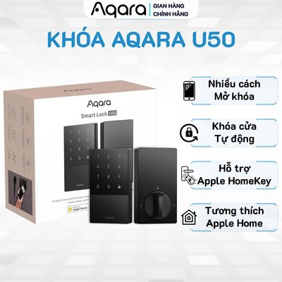 Khóa cửa thông minh Aqara U50 - Hỗ trợ Home Key, Mở khóa bằng Mật khẩu, bằng thẻ, Kháng nước IPX5