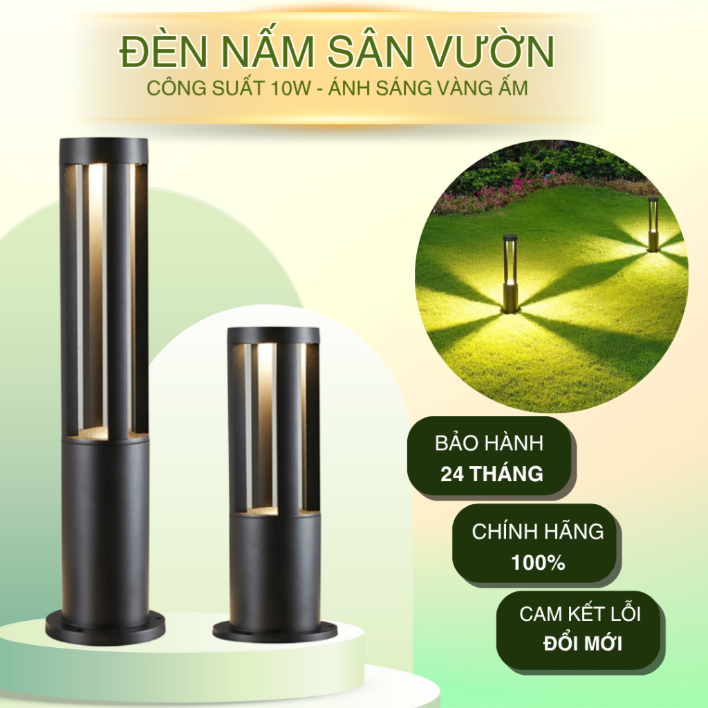 Đèn LED Nấm Tròn 4 Thanh Cao 60cm – 40cm Đèn Trụ Ngoài Trời 220V Trang Trí Lối Đi, Cảnh Quan Sân, Cô