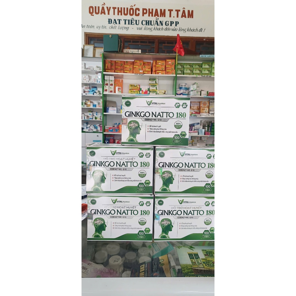 Hoạt huyết dưỡng não Ginkgo Natto 180 VITAL Pharma (CHÍNH HÃNG)Hộp *10 vỉ*100 viên