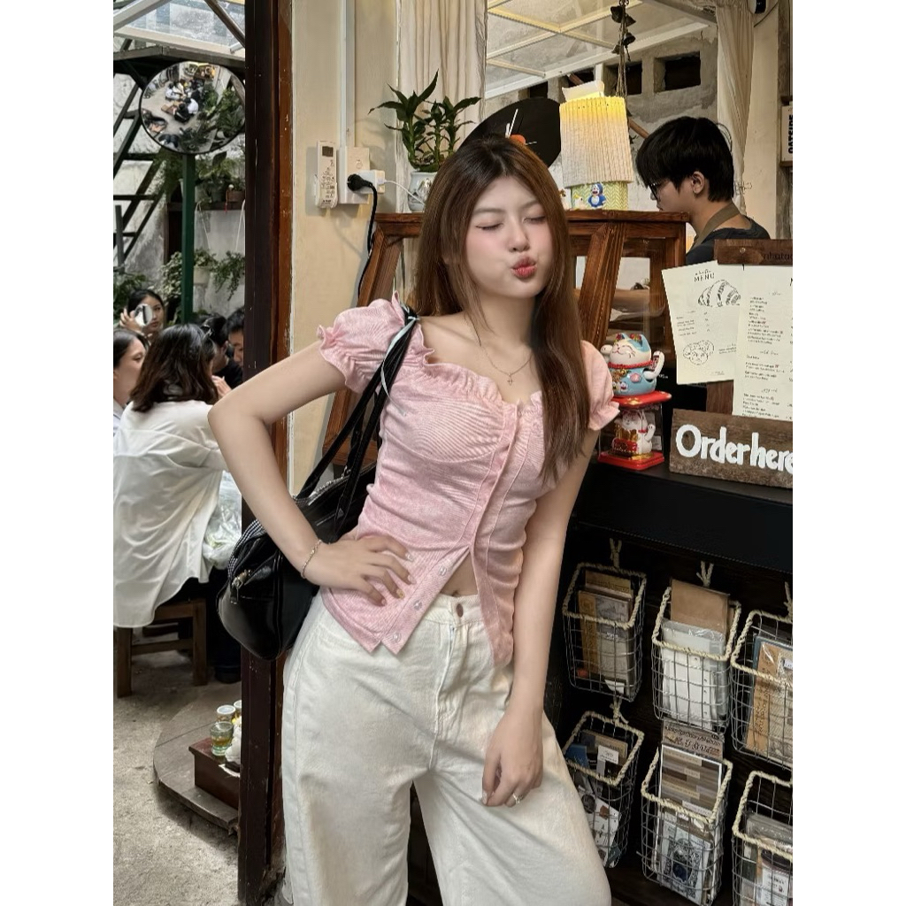 [PASS]Áo Kiểu Nữ Trễ Vai Tay Bồng Có Dây Thắt Eo Mùa Hè Noiree - NA473