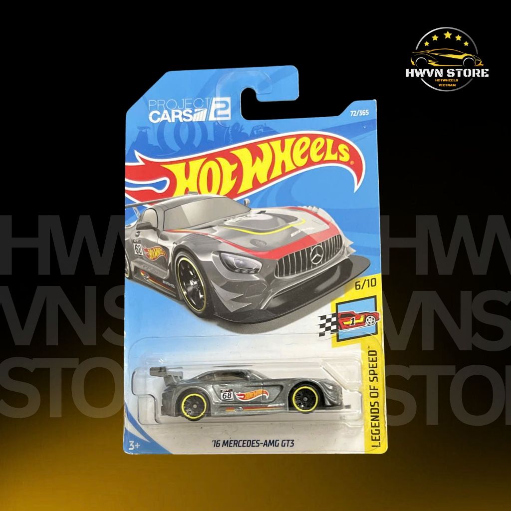 Xe mô hình Hotwheels "16 Mercedes-AMG GT3 màu xám