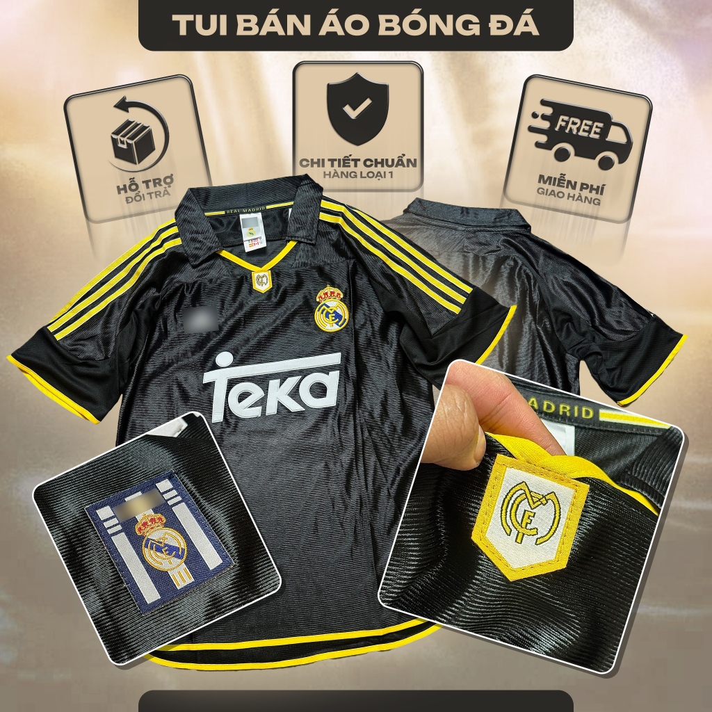 Áo Real Teka Đen Retro 1998/99 | Áo Bóng Đá Retro Cao Cấp