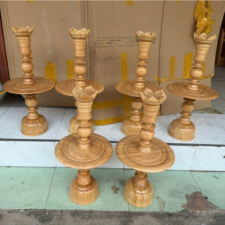 Cặp chân đèn gỗ gõ  màu tự nhiên -Nhiều cỡ