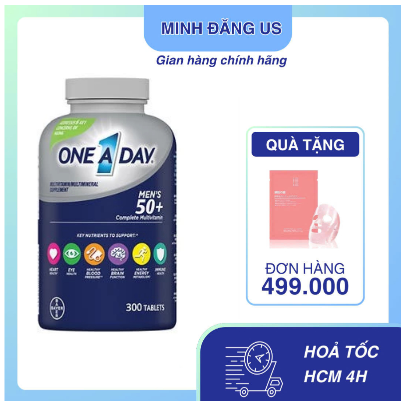 Viên uống One a day Men's  50+ Multivitamin 300 viên của Mỹ - Bổ sung vitamin tổng hợp men