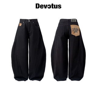 Quần dài Baggy Jeans Denim ống cong đen wash túi da Devotus Local Brand - Leather Pocker Pants 