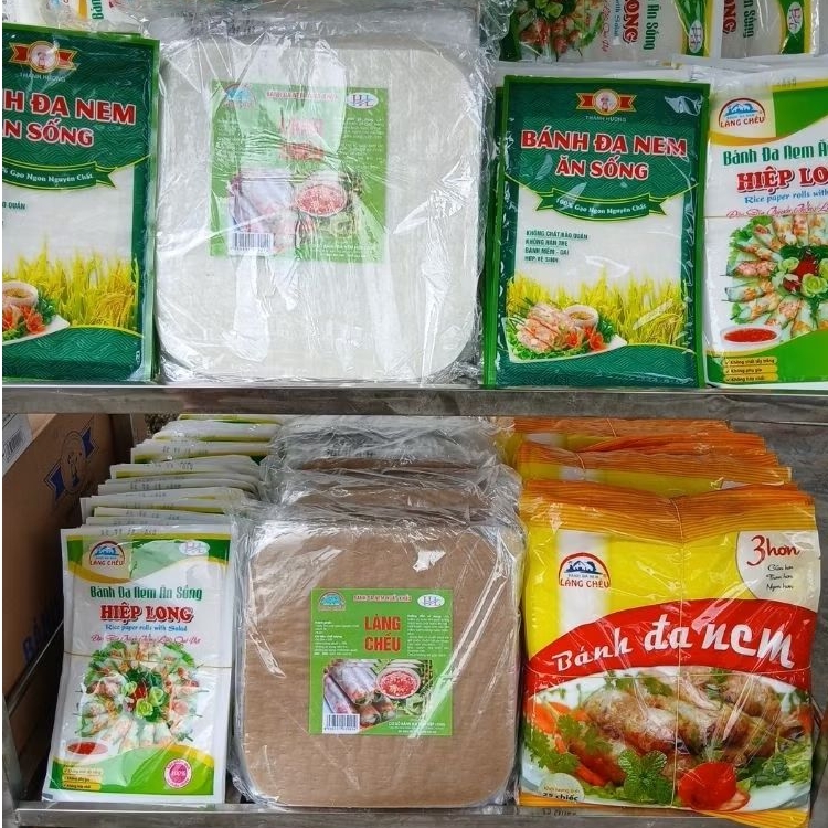 Bánh đa nem đủ các loại gồm bánh đa nem ăn sống và Bánh đa nem để cuốn chả giò,nem rán rán lên thơm 