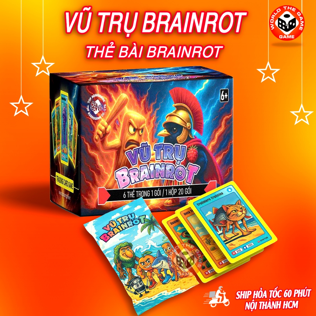 Sét Túi Mù 120 Thẻ Bài Brainrot Nhân Vật Tung Tung Sahur Hot Trend