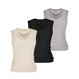 MAHU - ÁO THUN ÔM NỮ CỔ ĐỔ TAY HẾN