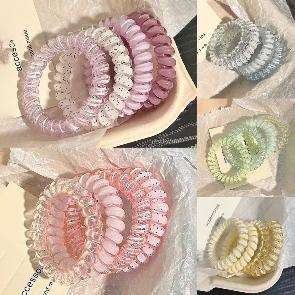 Set 4 Dây Vòng buộc tóc lò xo màu sắc hot tiện dụng cho nữ Lx4