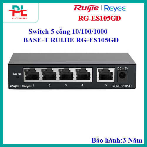 Switch 5 cổng 10/100/1000 BASE-T RUIJIE RG-ES105GD - Chính Hãng