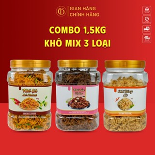Combo 1.5KG Khô Mix 3 Vị [ 500GR Chà Bông Xù + 500GR Khô Tẩm Vị Heo + 500GR Khô Gà Lá Chanh ]