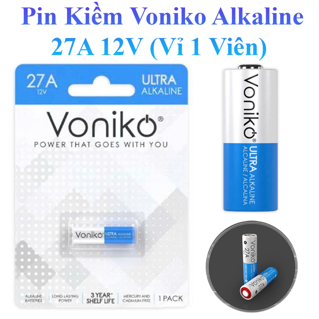 Pin Kiềm Voniko Alkaline 27A 12V Cao Cấp Tiện Dụng (Vỉ 1 Viên)