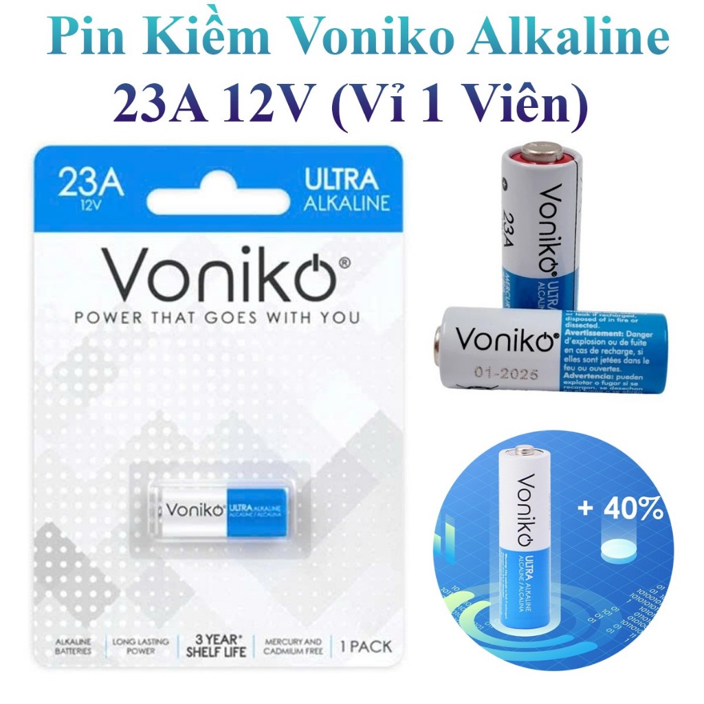 Vỉ 1 Viên Pin Kiềm Voniko Alkaline 23A 12V Cao Cấp