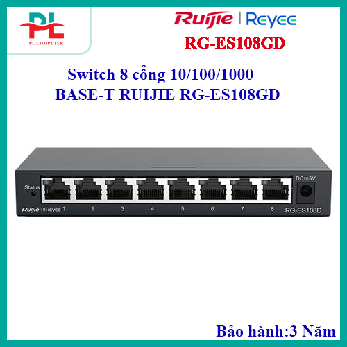 Switch 8 cổng 10/100/1000 BASE-T RUIJIE RG-ES108GD - Chính Hãng ( Full Vat)