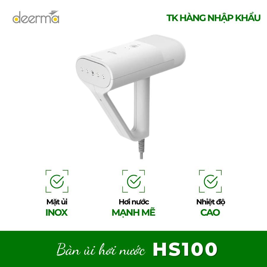 Bàn Ủi Hơi Nước Cầm Tay Deerma HS100 Công Suất Mạnh, Ủi Phẳng Nhanh
