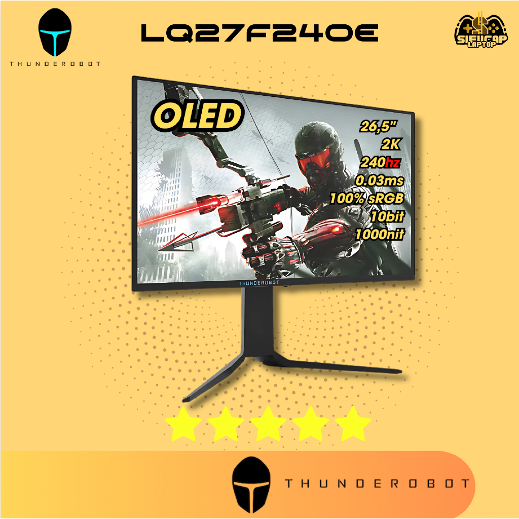 Màn hình OLED 27 inch 2K 240Hz Thunderobot LQ27F240E — Type‑C 90W, HDR10, 0.03ms, G‑Sync/FreeSync, c