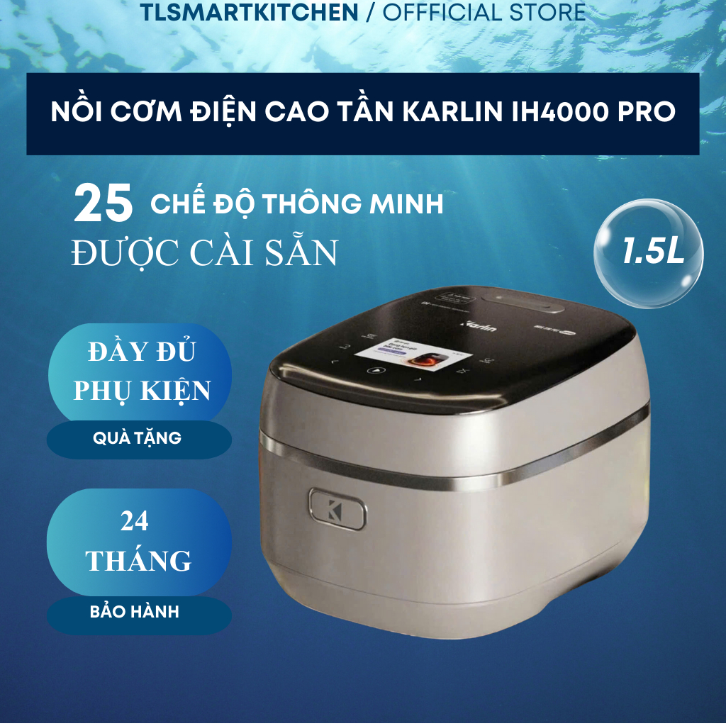 Nồi Cơm 𝗖𝗮𝗼 𝗧𝗮̂̀𝗻 KARLIN IH4000 PRO Dung Tích 1.5L Bảo Hành Chính Hãng 24 Tháng Snapbee