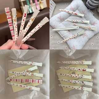 Set 5 Kẹp Tóc Mỏ Vịt Cố Định Tóc Mái Hoạ Tiết Gấu Mèo Kitty Hot Thép Không Rỉ kgm 