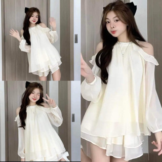   XẢ KHO  Sét Áo Babydoll Cổ Yếm Khoét Vai Tay Bồng Kèm Quần Short 3 Lớp Áo Nữ Kiểu Trễ Vai Tiểu Thư Đi Chơi  Dự Tiệc 