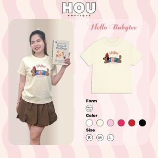 Áo thun nữ Babytee Hello DOG Hou Boutique Basic 100% Cotton 250gsm Cổ Tròn Women Top AT59