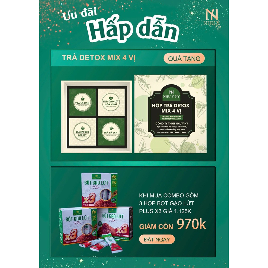 Mua 3 Hộp Gạo Lứt PLUS X3 Như Ý NY - Tặng Trà detox mix 4 vị