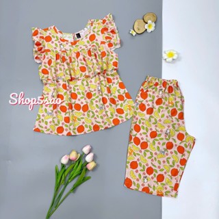 Đồ tole nữ, đồ bộ lanh mặc nhà lửng cánh tiên bèo ngực (43-75kg) có Bigsize - SHOP5SAO