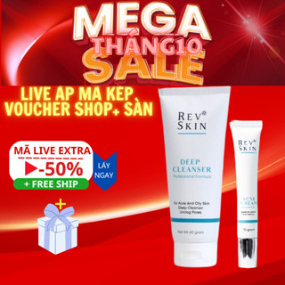 Kem Chấm Mụn RevSkin Acne Cream 10g Và Sữa Rửa Mặt giảm mụn sáng da, mờ thâm dược mỹ phẩm hàng chính hãng shop Hello Sun