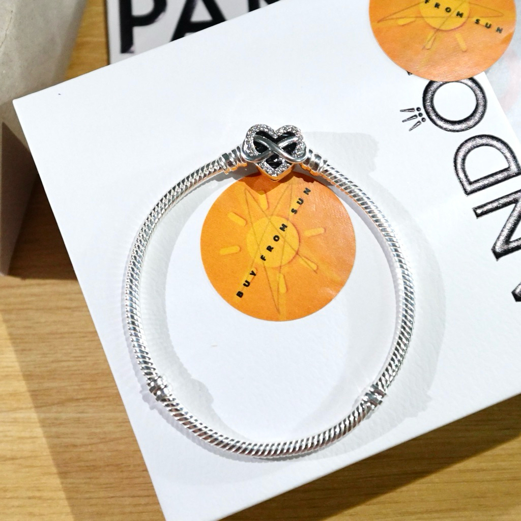 CHÍNH HÃNG - PANDORA Moments Snake Chain Bracelet (Infinity Heart Clasp, Silver Sterling) - Vòng/lắc