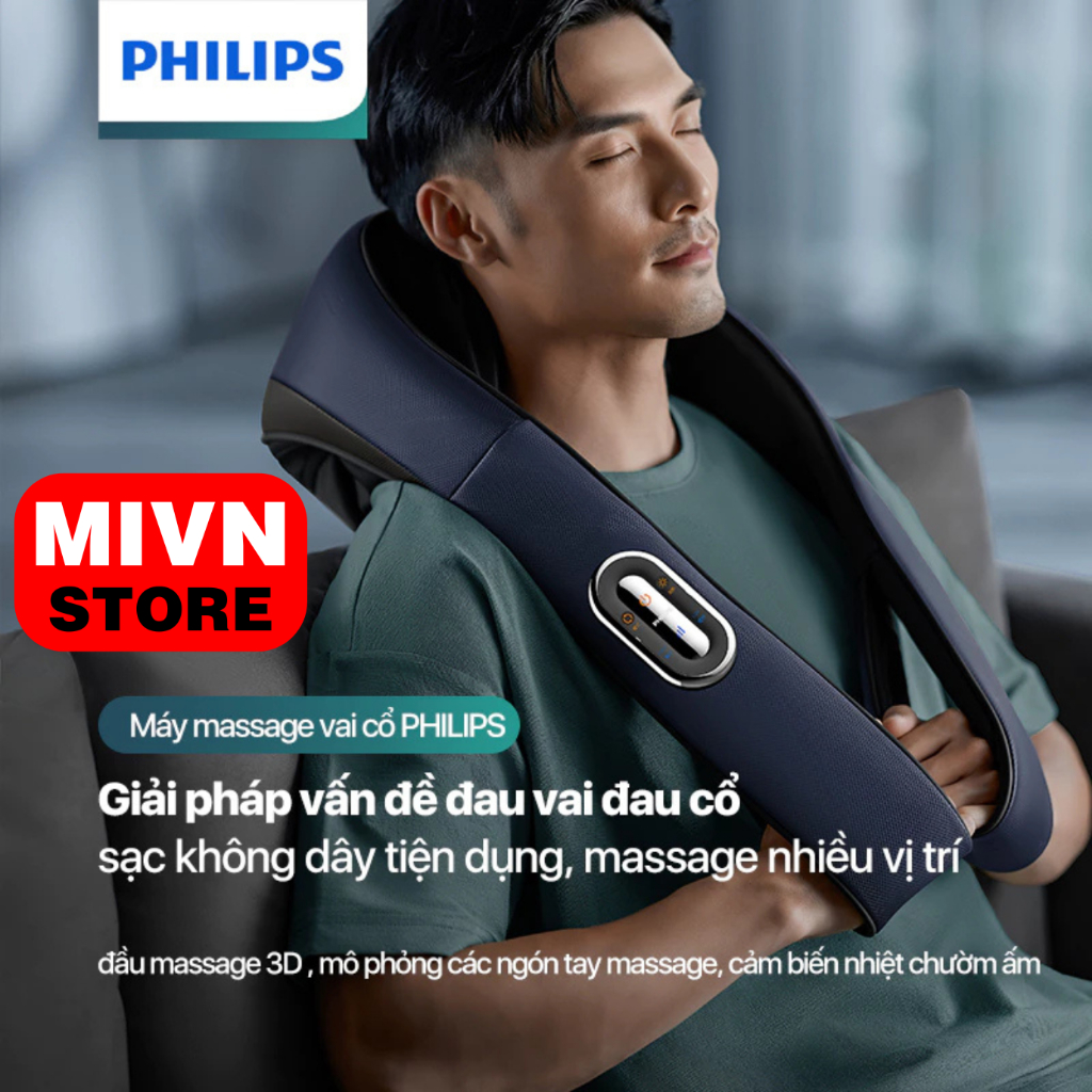(HỎA TỐC 2H) Máy Massage Cổ Vai Gáy PHILIPS 3521-mô phỏng massage như các đầu ngón tay,6 điểm tiếp x