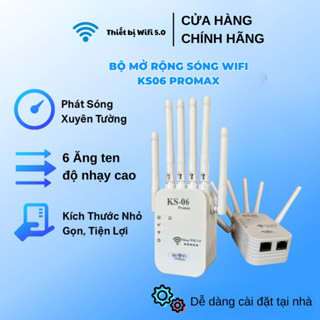 KS06 Promax - Kích sóng Wifi 6 Râu 300Mbps 2.4G Phủ Sóng Mạnh, Xuyên Tường Tốt, Kết Nối Không Dây