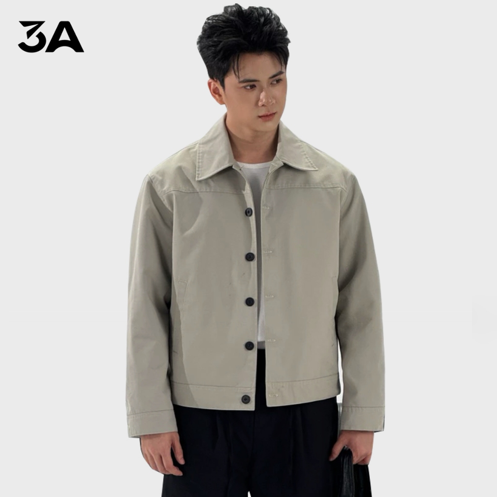 Áo Khoác Kaki Cúc Cài Form Crop 3A MENSTORE Jacket Có Túi Trong Chất Liệu Kaki Hàn