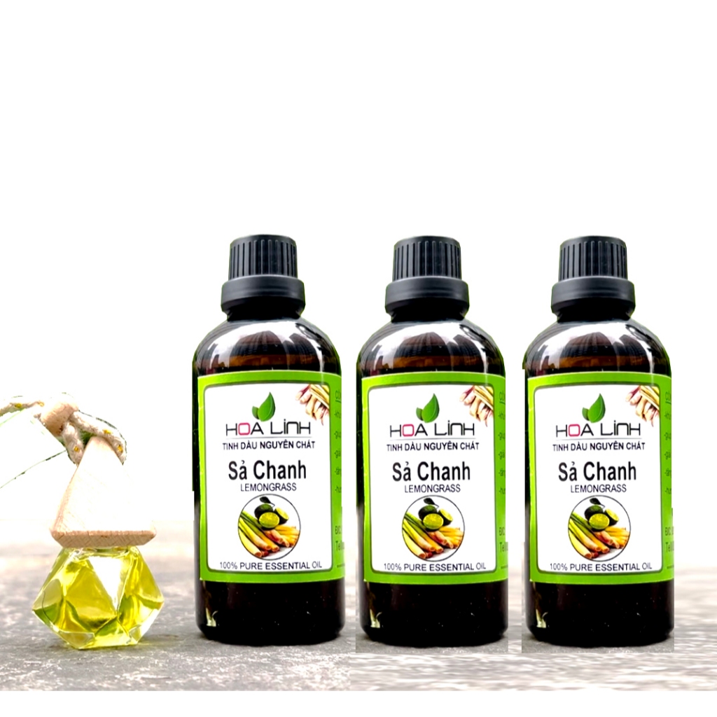 (Combo 3 chai) Tinh dầu Sả Chanh thơm lừng - 100ml + Tặng 3 vỏ lọ treo xe