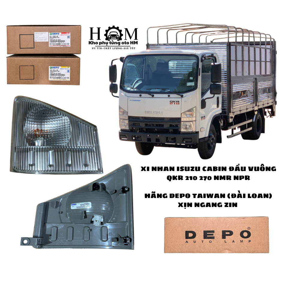 Đèn xi nhan xe tải ISUZU QKR, NMR, NPR cabin đầu vuông – Hãng DEPO Taiwan (Đài Loan) chính hãng