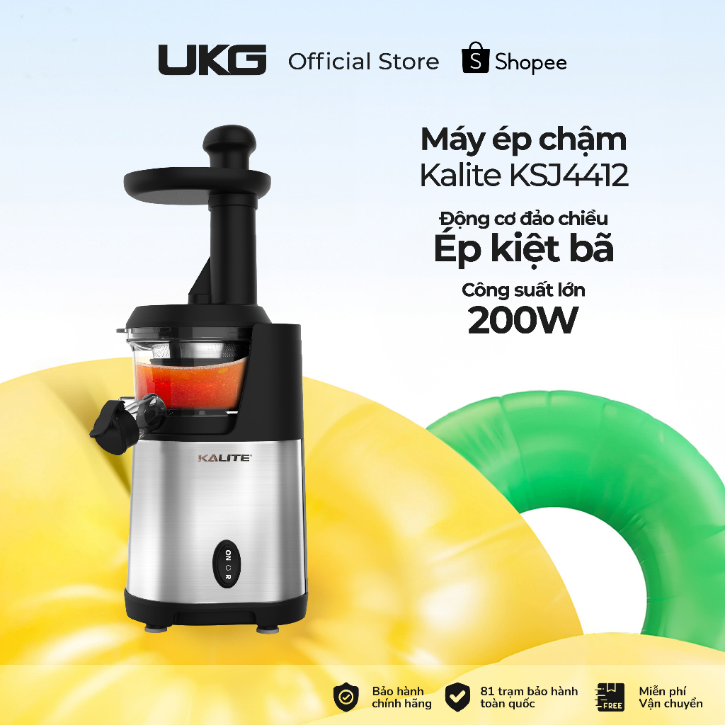 Máy Ép Chậm Động Cơ Đảo Chiều Ép Kiệt Bã Kalite KSJ4412  Công Suất 200W Bảo Hành 12 Tháng
