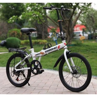 Xe đạp gấp gọn điều chỉnh chiều cao dành cho người lớn và trẻ em SHIBOMEI- bánh 20 inch, có chắn bùn và ghế ngồi sau